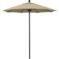 California Umbrella ALTO 758 SUNBRELLA 1A Venture 7 1/2' Round Push Lift Umbrella with 1 1/2 inch Black Aluminum Pole - Sunbrella 1A Canopy - Antique Beige Fabric