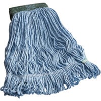 Carlisle 369448B14 Flo-Pac #20 Medium Blue 4-Ply Cotton Blend Looped End Mop Head with Green Band