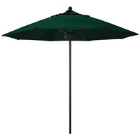 California Umbrella ALTO 908 SUNBRELLA 1A Venture 9' Round Push Lift Umbrella with 1 1/2 inch Aluminum Pole - Sunbrella 1A Canopy - Forest Green Fabric