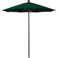 California Umbrella ALTO 758 SUNBRELLA 1A Venture 7 1/2' Round Push Lift Umbrella with 1 1/2" Black Aluminum Pole - Sunbrella 1A Canopy - Forest Green Fabric
