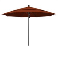 California Umbrella ALTO 118 PACIFICA Venture 11' Round Pulley Lift Umbrella with 1 1/2 inch Black Aluminum Pole - Pacifica Canopy - Brick Fabric