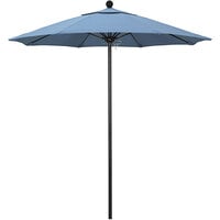 California Umbrella ALTO 758 SUNBRELLA 1A Venture 7 1/2' Round Push Lift Umbrella with 1 1/2" Black Aluminum Pole - Sunbrella 1A Canopy