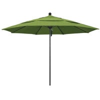 California Umbrella ALTO 118 SUNBRELLA 1A Venture 11' Round Pulley Lift Umbrella with 1 1/2 inch Black Aluminum Pole - Sunbrella 1A Canopy - Spectrum Cilantro Fabric