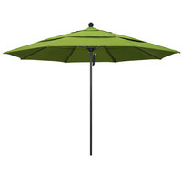 California Umbrella ALTO 118 SUNBRELLA 2A Venture 11' Round Pulley Lift Umbrella with 1 1/2 inch Black Aluminum Pole - Sunbrella 2A Canopy - Macaw Fabric