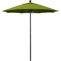California Umbrella ALTO 758 OLEFIN Venture 7 1/2' Round Push Lift Umbrella with 1 1/2 inch Black Aluminum Pole - Olefin Canopy - Kiwi Fabric
