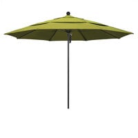 California Umbrella ALTO 118 OLEFIN Venture 11' Round Pulley Lift Umbrella with 1 1/2 inch Black Aluminum Pole - Olefin Canopy - Kiwi Fabric