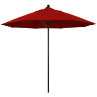 California Umbrella ALTO 908 SUNBRELLA 2A Venture 9' Round Push Lift Umbrella with 1 1/2 inch Aluminum Pole - Sunbrella 2A Canopy - Jockey Red Fabric