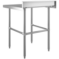 Regency 30 inch x 30 inch 16-Gauge 304 Stainless Steel Commercial Open Base Work Table with 4 inch Backsplash