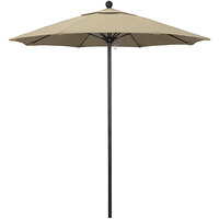 California Umbrella ALTO 758 PACIFICA Venture 7 1/2' Round Push Lift Umbrella with 1 1/2 inch Black Aluminum Pole - Pacifica Canopy - Beige Fabric