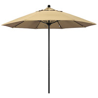 California Umbrella ALTO 908 PACIFICA Venture 9' Round Push Lift Umbrella with 1 1/2 inch Black Aluminum Pole - Pacifica Canopy - Beige Fabric