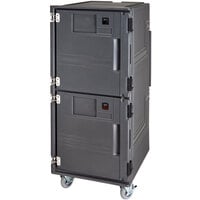 Cambro PCUCH2SP615 Pro Cart Ultra® Charcoal Gray Tall Profile Electric Cold Top / Hot Bottom Food Holding Cabinet in Fahrenheit with Security Package - 220V