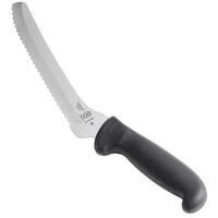 Mercer Culinary M18135BK Ultimate White® 8" Offset Wavy Edge Bread Knife - Black Handle