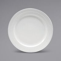 Sant'Andrea Impressions by 1880 Hospitality R4010000155 11" Round Bright White Embossed Medium Rim Porcelain Plate - 12/Case