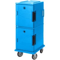 Cambro UPC800SP159 Ultra Camcarts® Light Blue Non-Electric Insulated Food Pan Carrier with Security Package and Casters