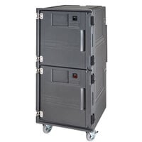 Cambro PCUHC2SP615 Pro Cart Ultra® Charcoal Gray Tall Profile Electric Hot Top / Cold Bottom Food Holding Cabinet in Fahrenheit with Security Package - 220V