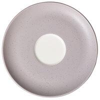 Luzerne Hamptons by 1880 Hospitality HO1282016WH 6 1/4" Gray Speckle / White Porcelain Cappuccino Saucer - 24/Case