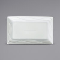 Sant'Andrea Pensato by 1880 Hospitality R4930000359R 11" Rectangular Bright White Embossed Wide Rim Porcelain Platter - 12/Case