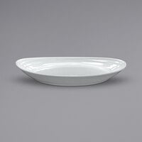 Sant'Andrea Pensato by 1880 Hospitality R4930000376 13 5/8" Oval Bright White Embossed Wide Rim Porcelain Winged Platter - 12/Case