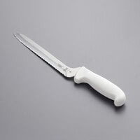 Mercer Culinary M18130 Ultimate White® 8 inch Offset Wavy Edge Bread Knife with Straight Handle