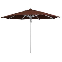 California Umbrella AAT 118 SUNBRELLA 2A Rodeo Series 11' Deluxe Pulley Lift Umbrella with 1 1/2 inch Aluminum Pole - Sunbrella 2A Canopy - Linen Sesame Fabric