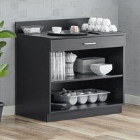 Lancaster Table & Seating 36 inch Black Waitress Station with Drawer and Adjustable Shelf