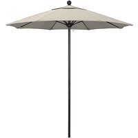 California Umbrella ALTO 758 OLEFIN Venture 7 1/2' Round Push Lift Umbrella with 1 1/2 inch Black Aluminum Pole - Olefin Canopy - Champagne Fabric