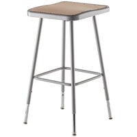 National Public Seating 6324H 25 inch - 33 inch Gray Adjustable Hardboard Square Lab Stool