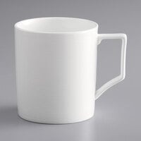 Acopa Liana 14.5 oz. Bright White Embossed Lines Porcelain Mug - 36/Case