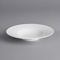 Acopa Liana 12 oz. Bright White Embossed Lines Wide Rim Porcelain Pasta Bowl - 12/Case