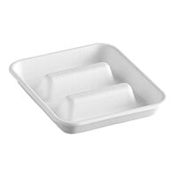 Eco-Products EP-SCS73 WorldView 7" x 7" White 3-Compartment Sugarcane Taco Tray Take-Out Container - 300/Case