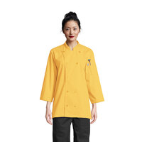 Uncommon Threads Epic 0975 Unisex Lightweight Sunflower Customizable 3/4 Length Sleeve Chef Coat with Side Vents - S