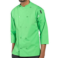 Uncommon Chef Epic 0975 Unisex Lightweight Lime Customizable 3/4 Length Sleeve Chef Coat with Side Vents - XS