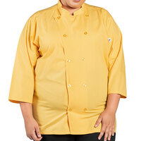 Uncommon Chef Epic 0975 Unisex Lightweight Sunflower Customizable 3/4 Length Sleeve Chef Coat with Side Vents - XS