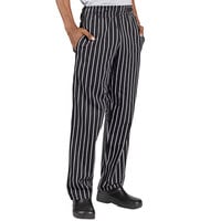 Uncommon Threads 4010 Unisex Chalk Stripe Customizable Traditional Chef Pants - L