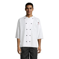 Uncommon Threads Epic 0975 Unisex Lightweight White Customizable 3/4 Length Sleeve Chef Coat with Side Vents - L