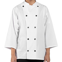 Uncommon Threads Epic 0975 Unisex Lightweight White Customizable 3/4 Length Sleeve Chef Coat with Side Vents - L