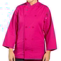 Uncommon Chef Epic 0975 Unisex Lightweight Berry Customizable 3/4 Length Sleeve Chef Coat with Side Vents - XS