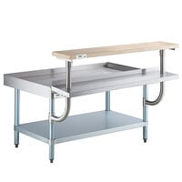 Regency 30 inch x 48 inch 16-Gauge Stainless Steel Equipment Stand with Galvanized Undershelf, 10 inch Plate Shelf, and 10 inch Wooden Adjustable Cutting Board