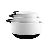 OXO 1066421 Good Grips 3-Piece White Plastic Mixing Bowl Set with Non-Slip Bases - 3/Set