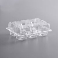 Choice 6-Cup Medium Dome Hinged OPS Plastic 4 oz. Cupcake / Muffin Container - 300/Case