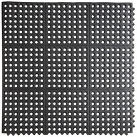 Choice 3' x 3' Black Rubber Connectable Anti-Fatigue Floor Mat - 1/2 inch Thick