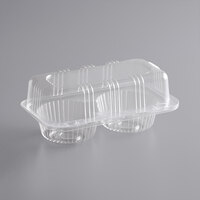 Baker's Mark 2-Compartment Clear OPS Plastic Cupcake / Muffin Container - 25/Case