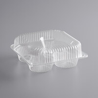 Baker's Mark 4-Compartment Clear OPS Plastic Jumbo Cupcake / Muffin Container - 25/Case