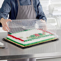 Baker's Mark 1/2 Size Low Dome Sheet Cake Display Container with Clear Dome Lid - 5/Pack