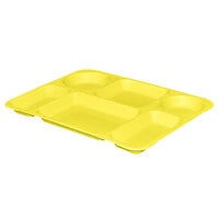MFG Tray 345008-5128 11 5/8" x 15 1/2" Yellow Rectangle 6 Compartment Fiberglass Serving Tray - 12/Pack