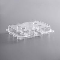 Choice 12-Compartment Clear OPS Hinged Mini Cupcake / Mini Muffin Container - 25/Pack