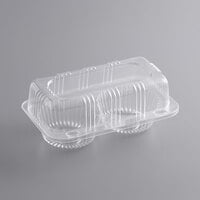 Choice 2-Compartment Clear OPS Plastic Cupcake / Muffin Container - 25/Case