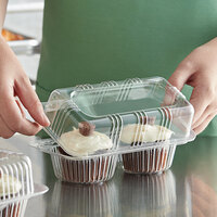 Choice 2-Compartment Clear OPS Plastic Jumbo Cupcake / Muffin Container - 25/Case