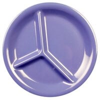 Thunder Group CR710BU 10 1/4 inch Purple 3-Compartment Melamine Plate - 12/Pack