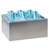 Cal-Mil 22064-10-55 Stainless Steel Ice Housing with Clear Polycarbonate Pan - 12 1/4 inch x 10 inch x 6 inch